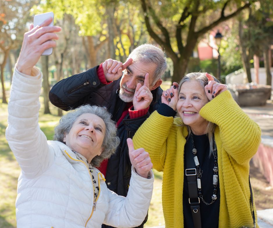 Senior with hearing aid
